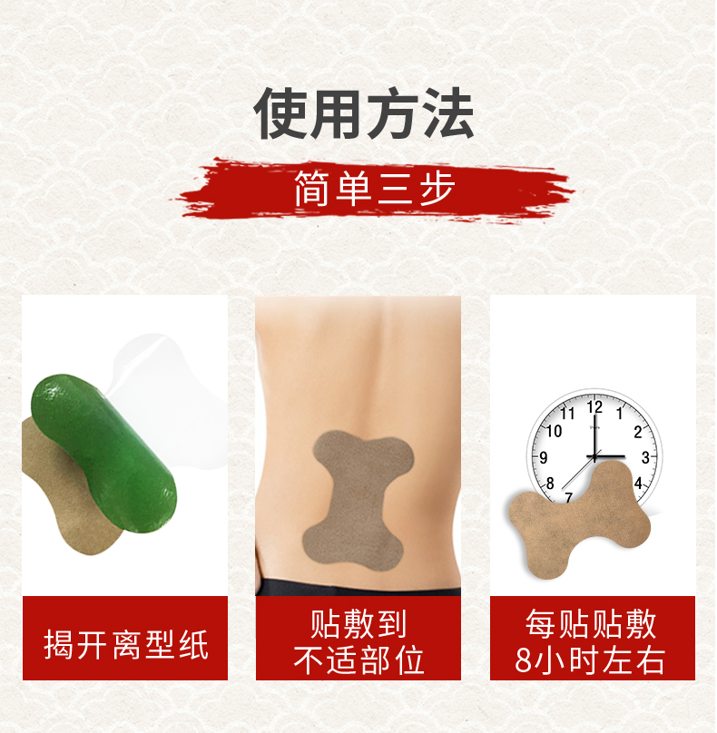 艾草腰椎貼怎么貼，使用說明，艾腰貼的位置圖